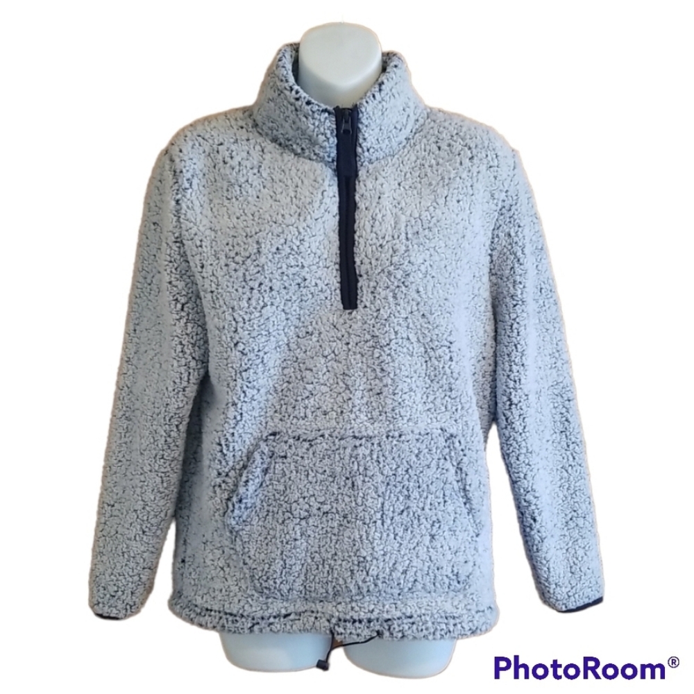 NEW Serra Ladies Quarter Zip Sherpa Pullover Pouch Pocket Size Small